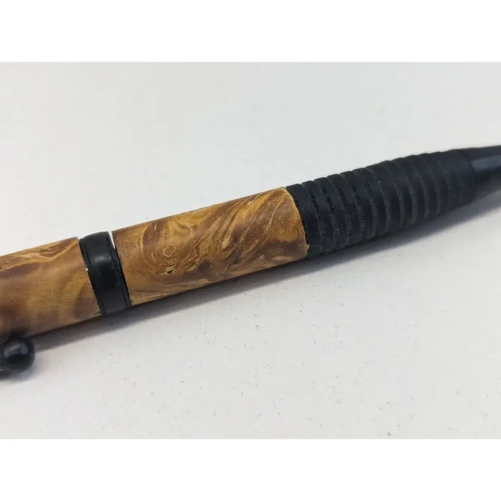 Hand Turned Pen‎ Black Finish Faux Wood Acrylic